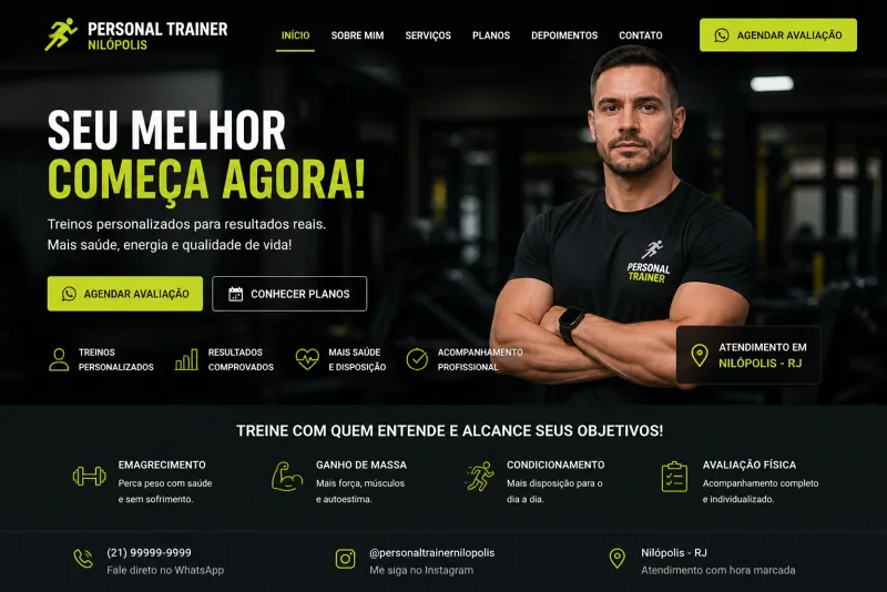 site para personal trainer em Nilópolis (imagem ilustrativa)